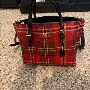 Coach Red Plaid Mollie 25 Bag
